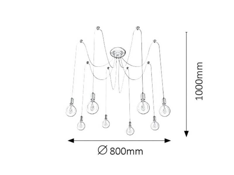 Lampa wisząca czarna Caspar 10xE27x40W wym:100x80x80 Rabalux
