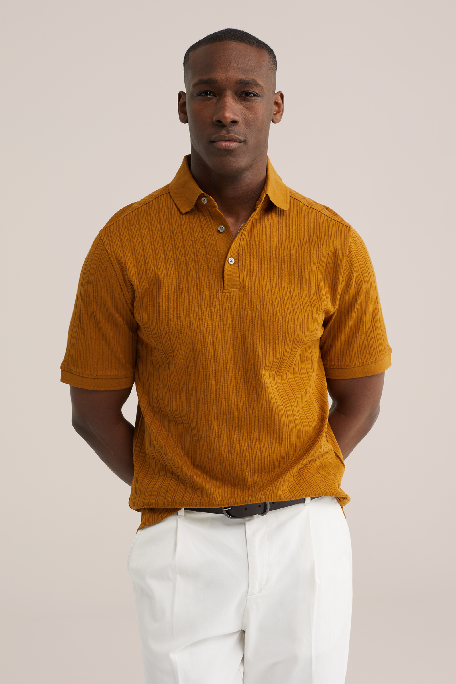 Heren regular fit polo met structuur