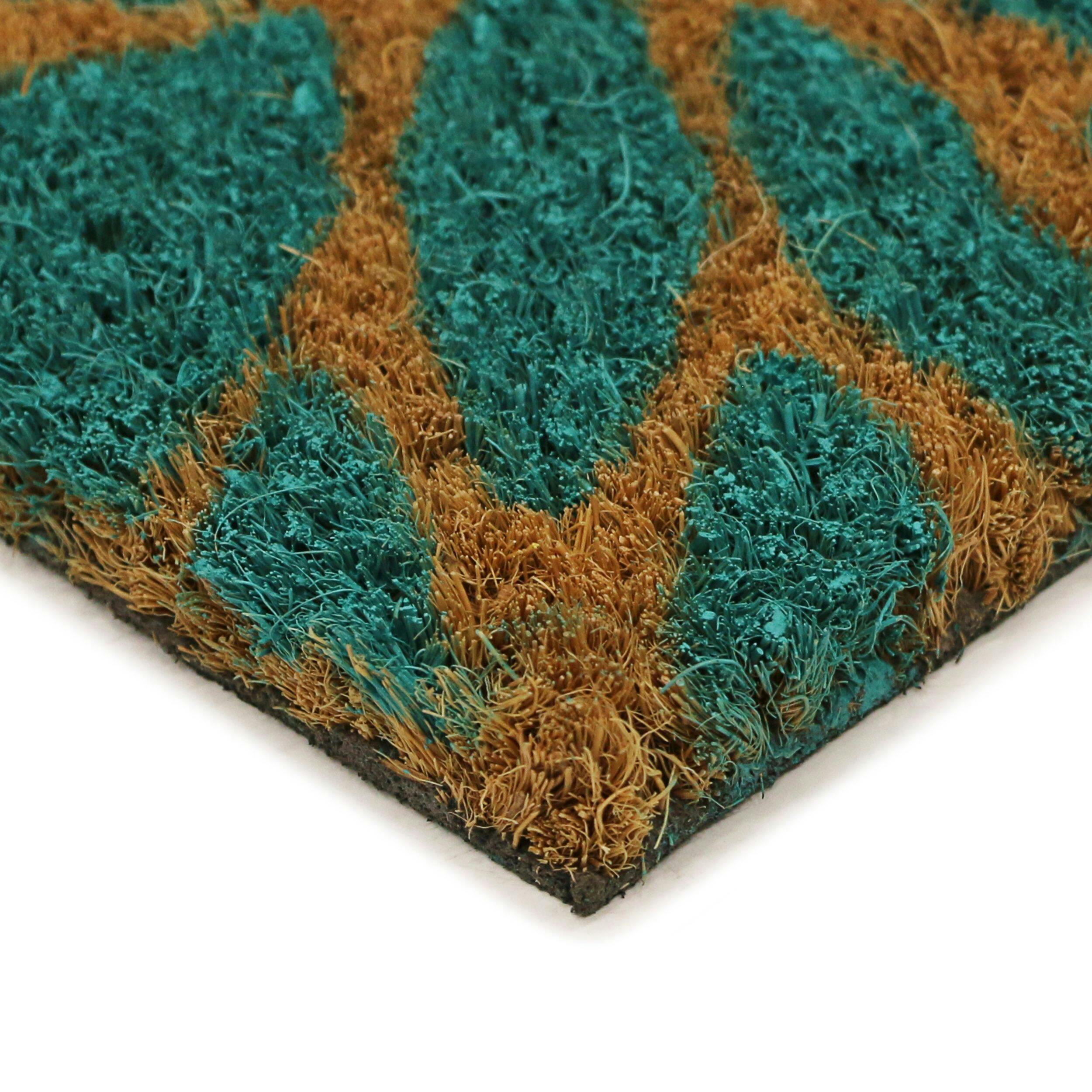 Spring Welcome Aqua Floral Burst Door Mat