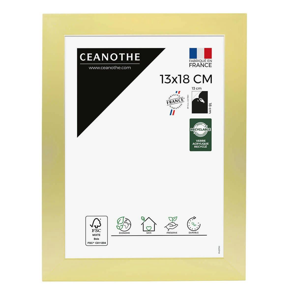 PRECIOUS - Cadre photo doré 13x18 cm résine recyclée