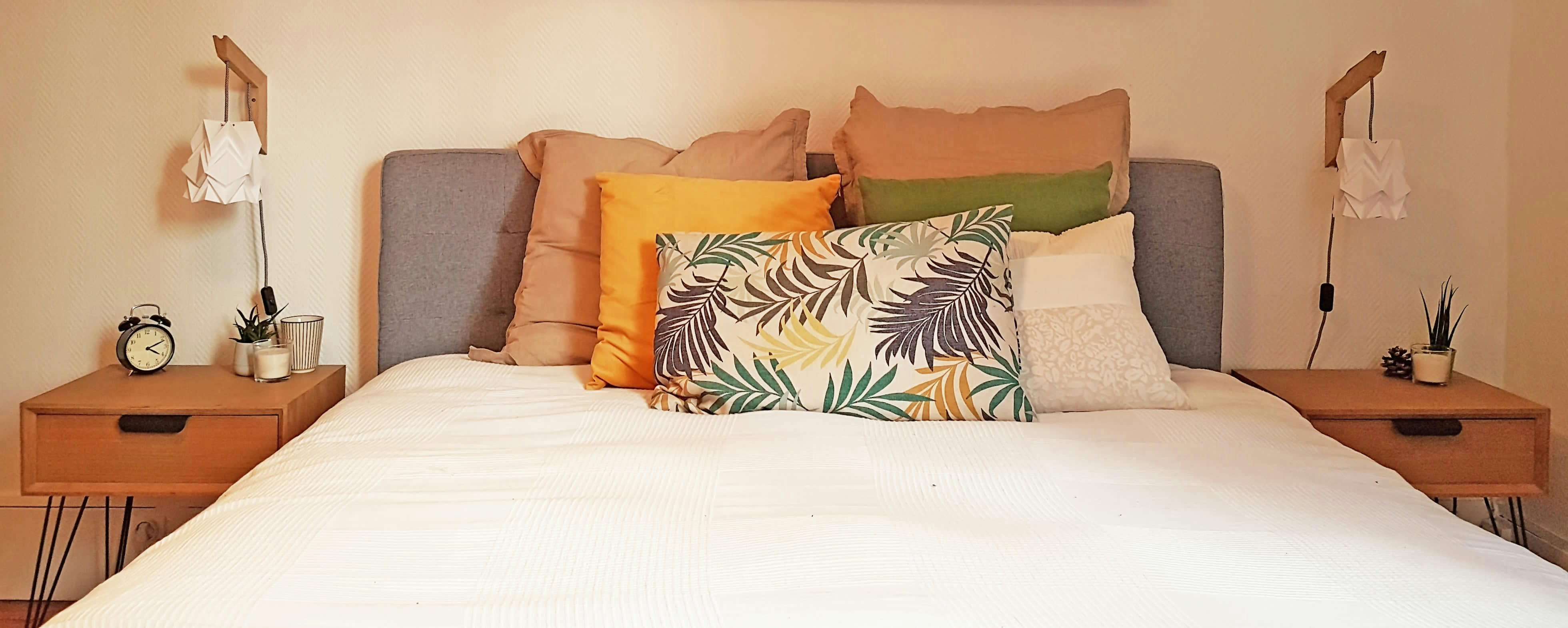 MOKUZAI - Applique murale bois et petite suspension origami en papier