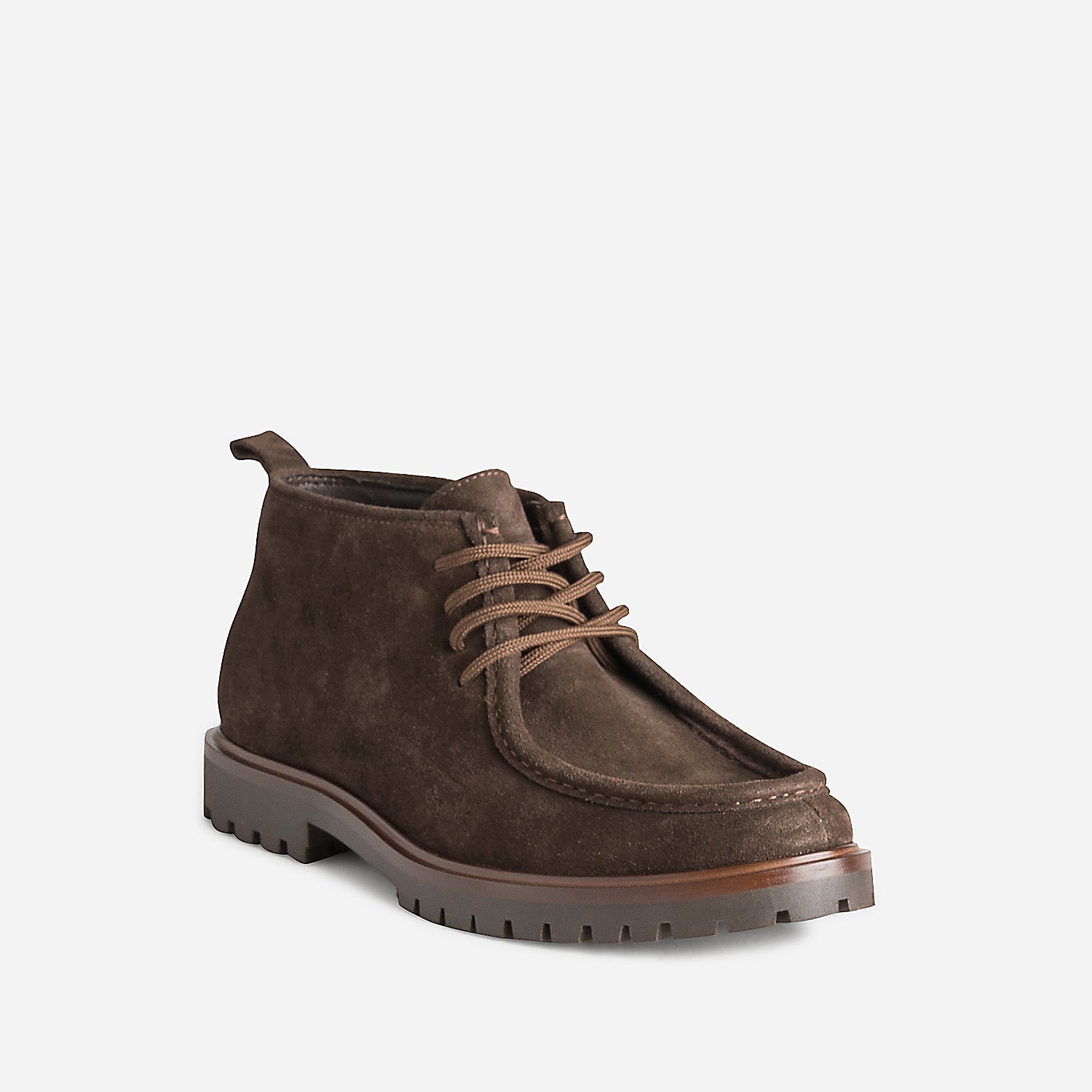 Chukka boots plateau marron cuir velours