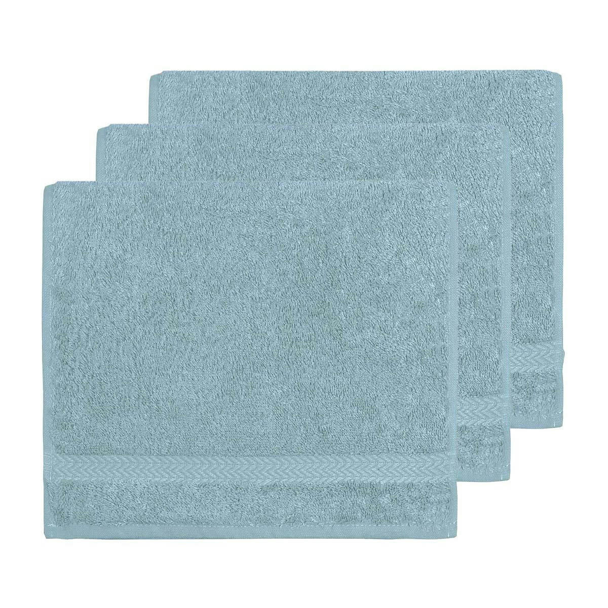 LUXURY - Lot de 3 serviettes invité 550gr/m²  bleu arctic 30x50 cm