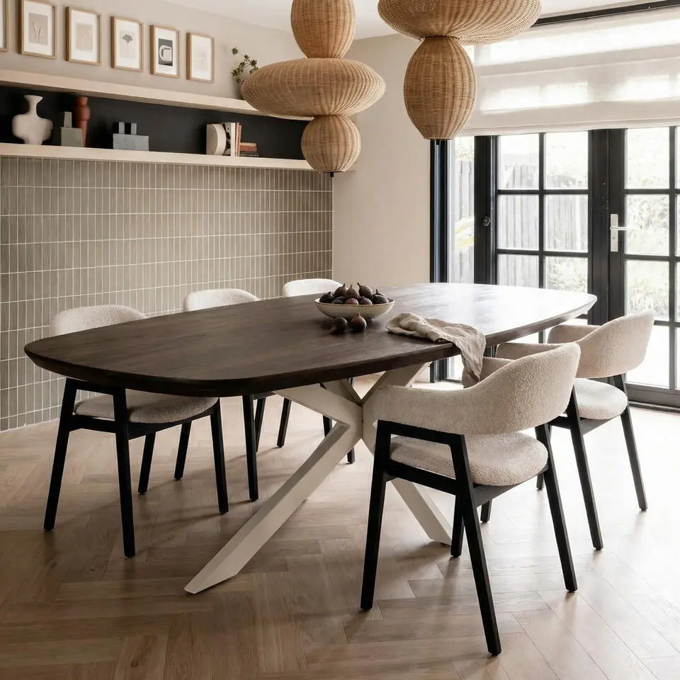 Eettafel Deens Ovaal Bruin Hout - 240x110x76cm - Madison