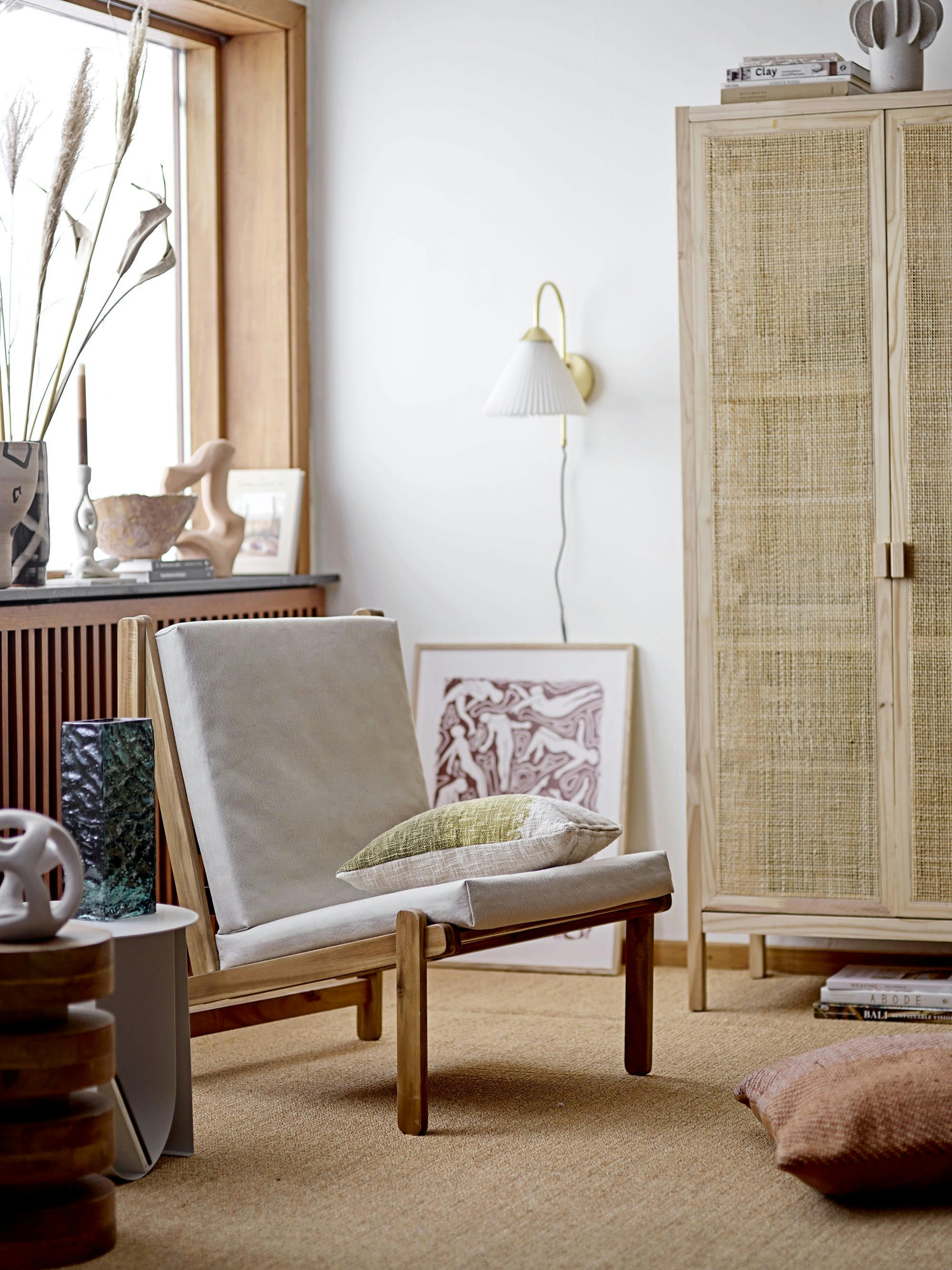 FIRDES - Lampe murale en lin blanc