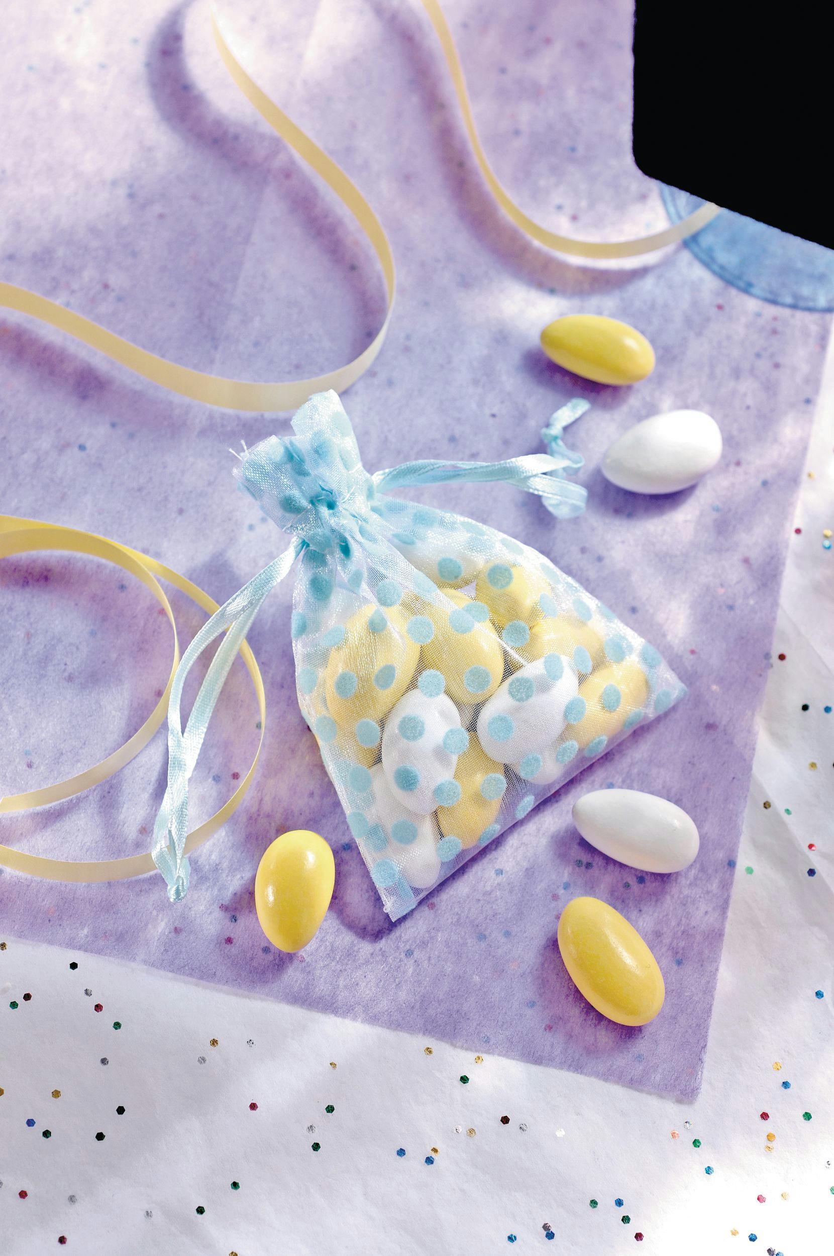 Polka Dot Organza Favour Bags, 12-pk