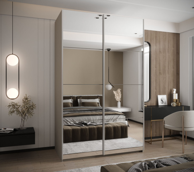 Szafa przesuwna 64 wysoka Lux 2 150 kaszmir kaszmir srebrny