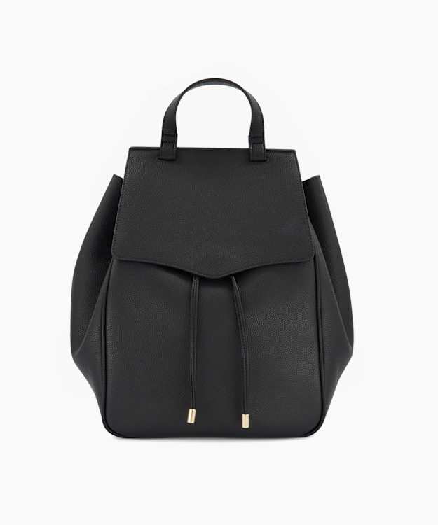 Dexterity L Black - Leather Drawstring Backpack