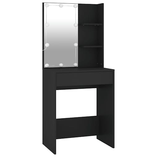 NNEVL Dressing Table with LED Black 60x40x140 cm