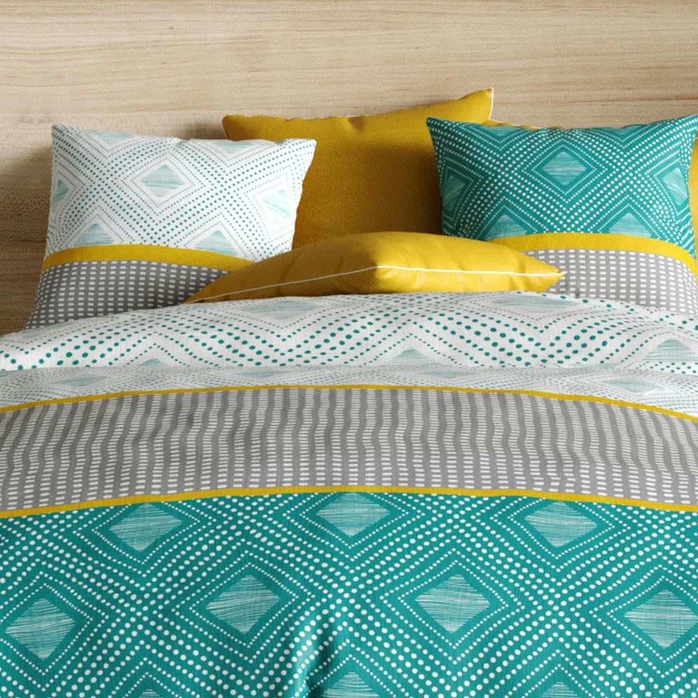 - Parure de lit 2 places coton à motifs 200x200 cm