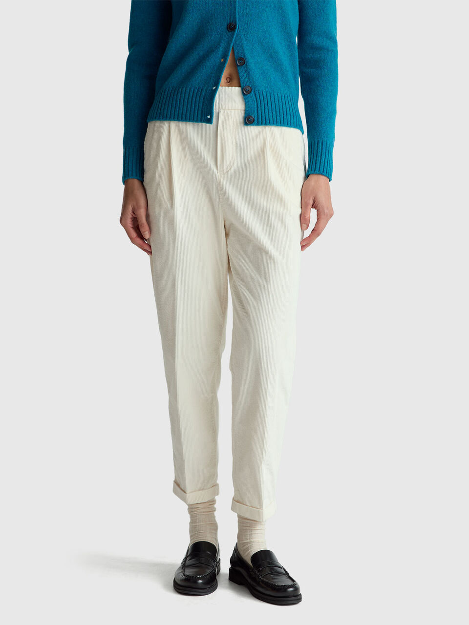 Chinos in velvet with stretch waist