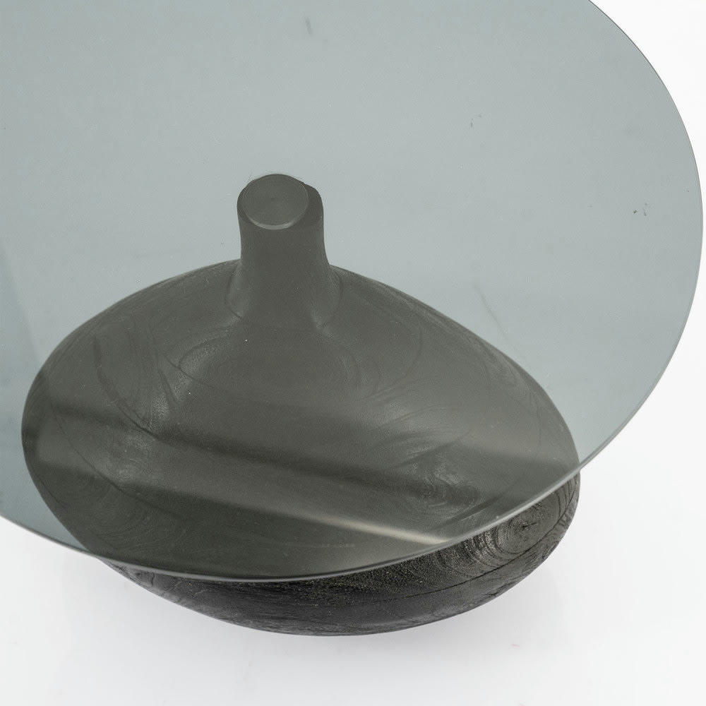 BOND - Table d'appoint en verre et bois D50cm noir