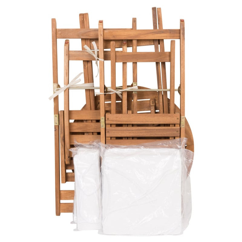 Tuinset Kreta met kussens - rond - set van 3 - bruin/wit