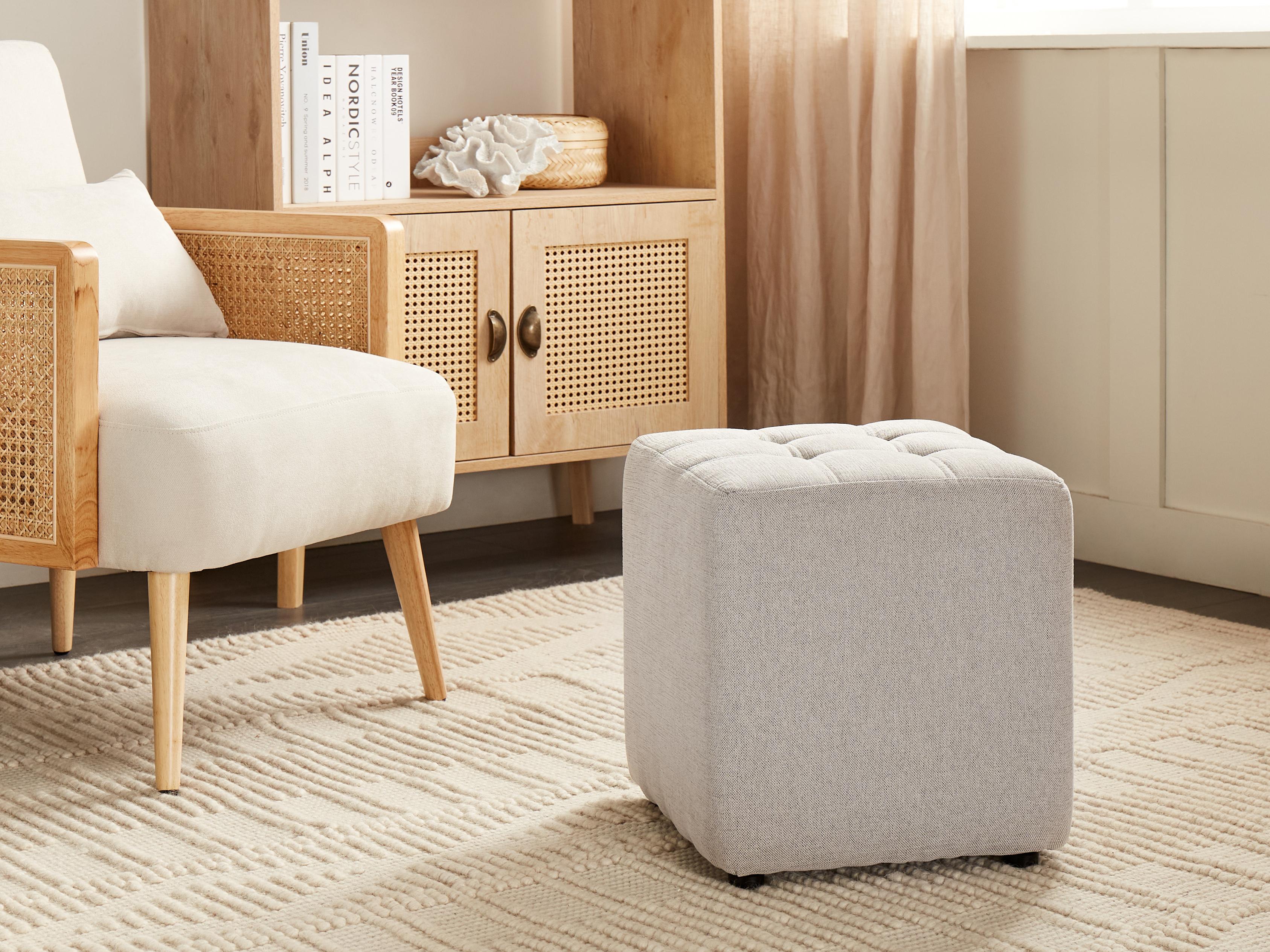 Pouffe KANSAS Fabric Light Grey
