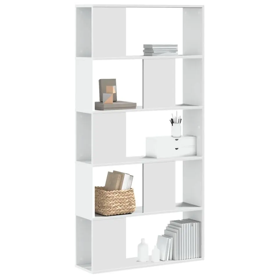 vidaXL - 5-laags Boekenkast - Wit - Bewerkt hout - 80.5x23.5x162.5 cm