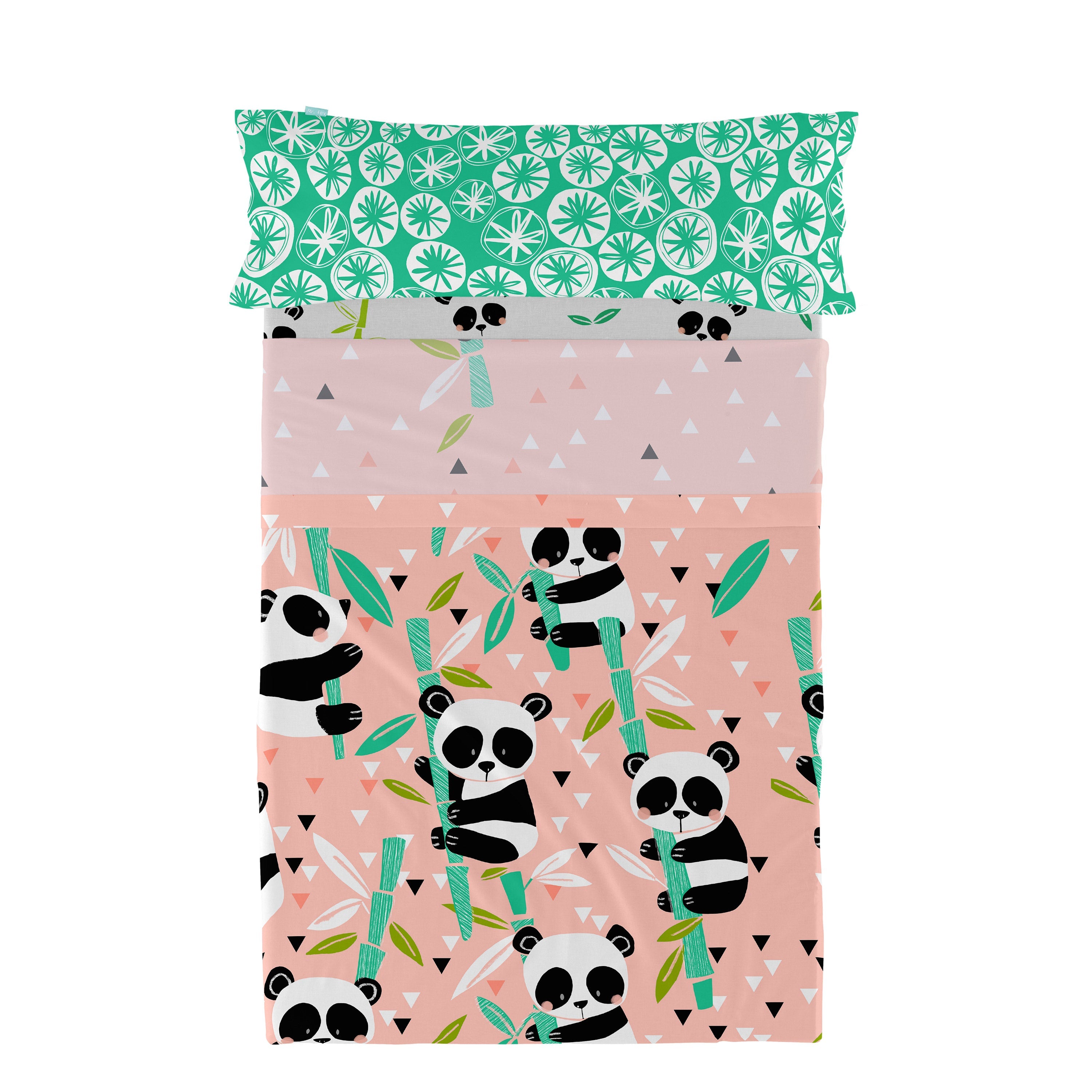 Panda garden Laken Set 2-delig Moshi Moshi, Rosa, 100% katoen, de kwal
