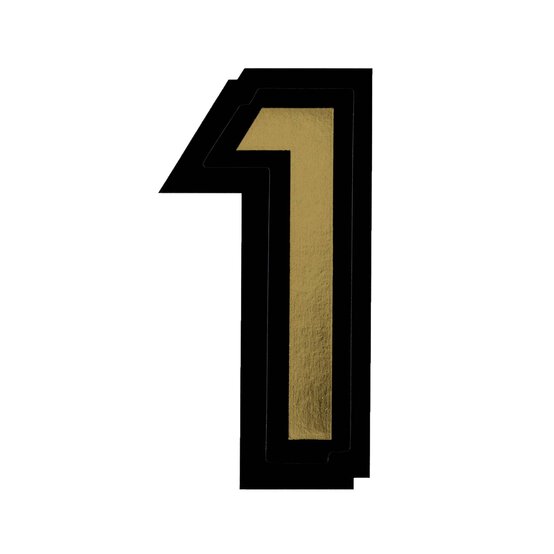 Black and Gold Vinyl Number 1 Sticker 5cm
