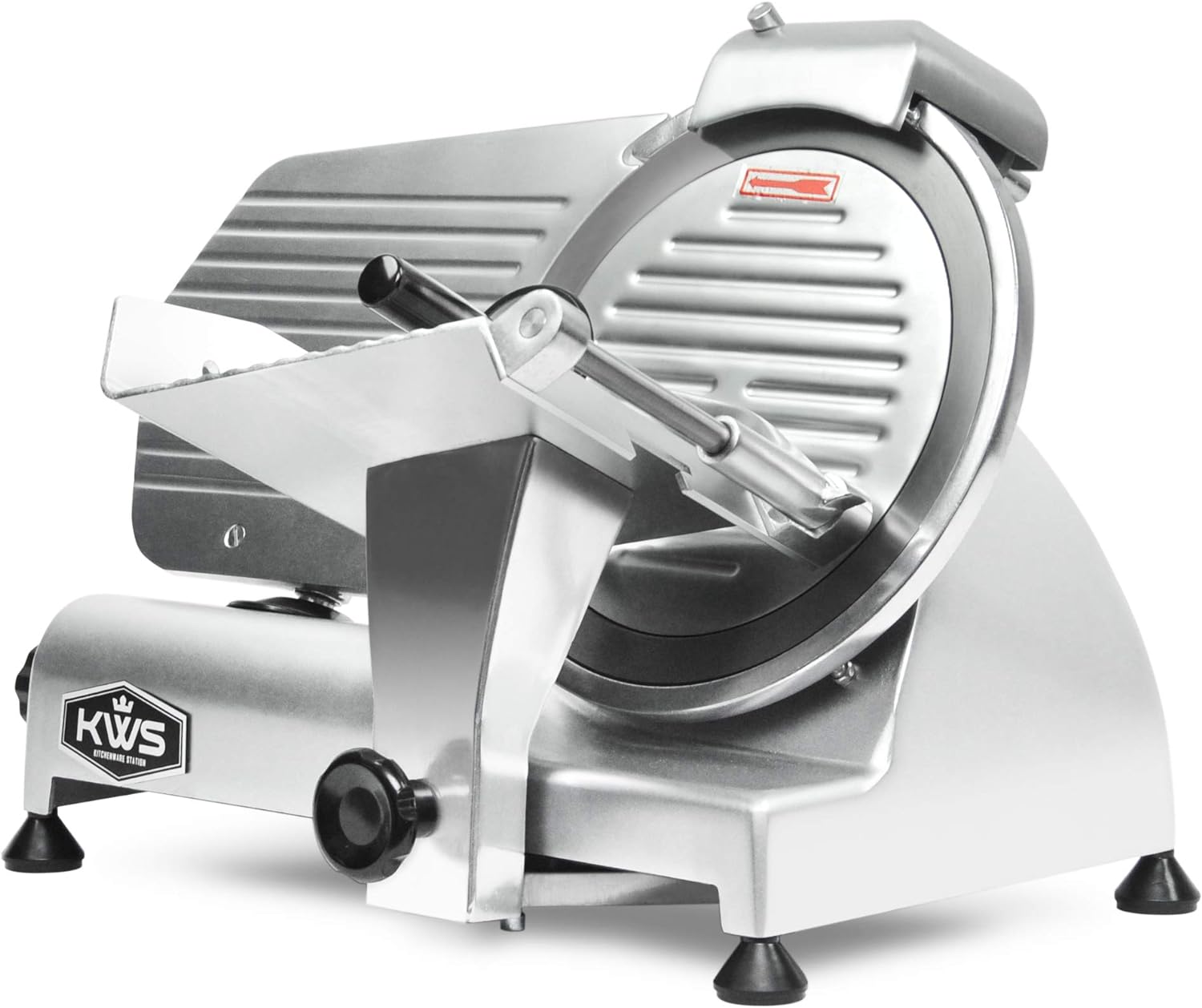 KWS 10NS Commercial 10 Meat Slicer, 320W High-Torque Motor, Precision Stainless Steel Blade, Deli-Style Thin Slicing, Built-In Sharpener, Heavy-Duty Aluminum Body for Meat, Cheese & Semi-Frozen Foods