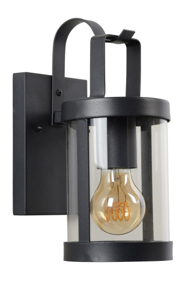 Kinkiet zewnętrzny czarno-transparentny LINDELO 1xE27x60W IP23 Lucide