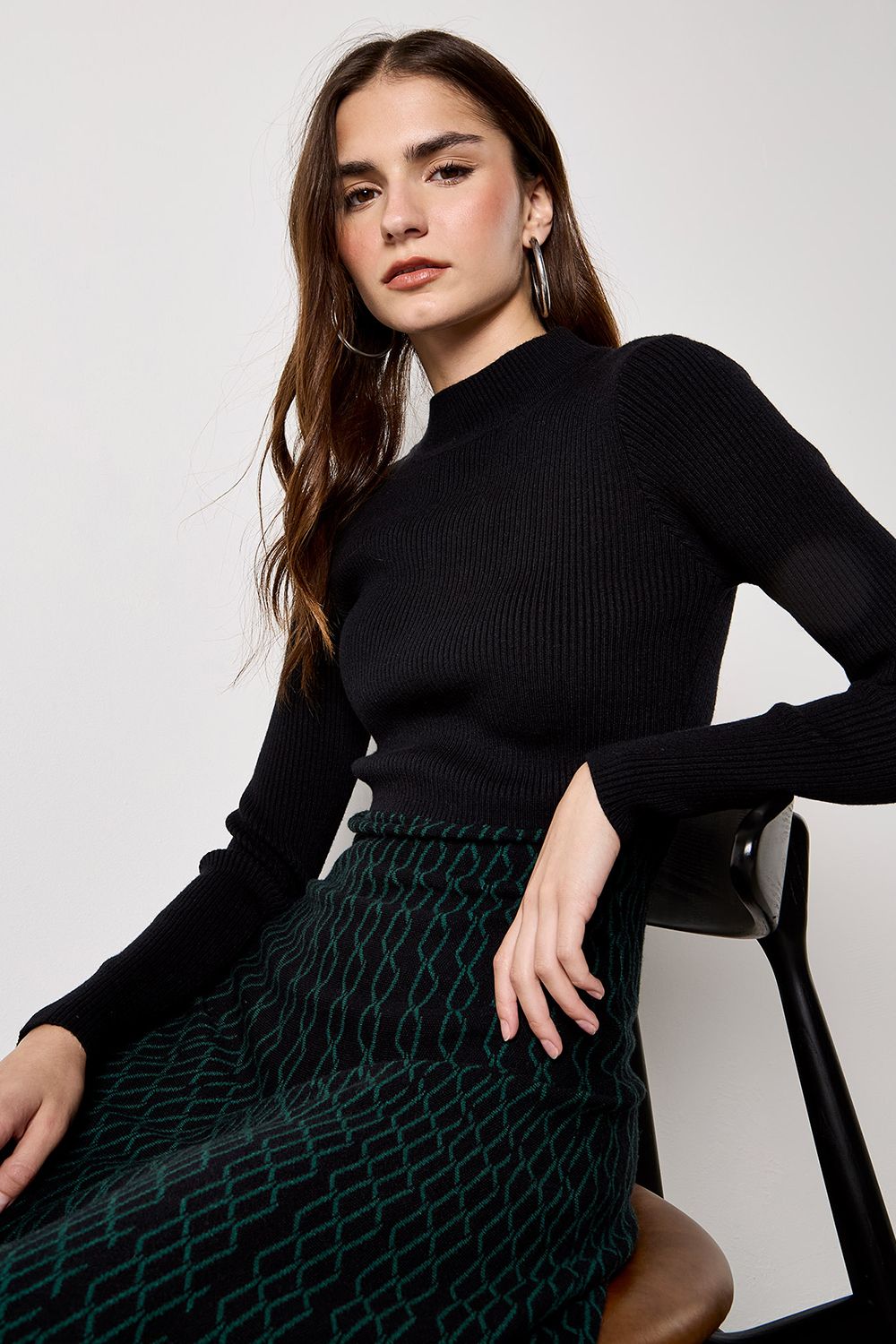 Apricot Diamond Link Knitted Midi Dress