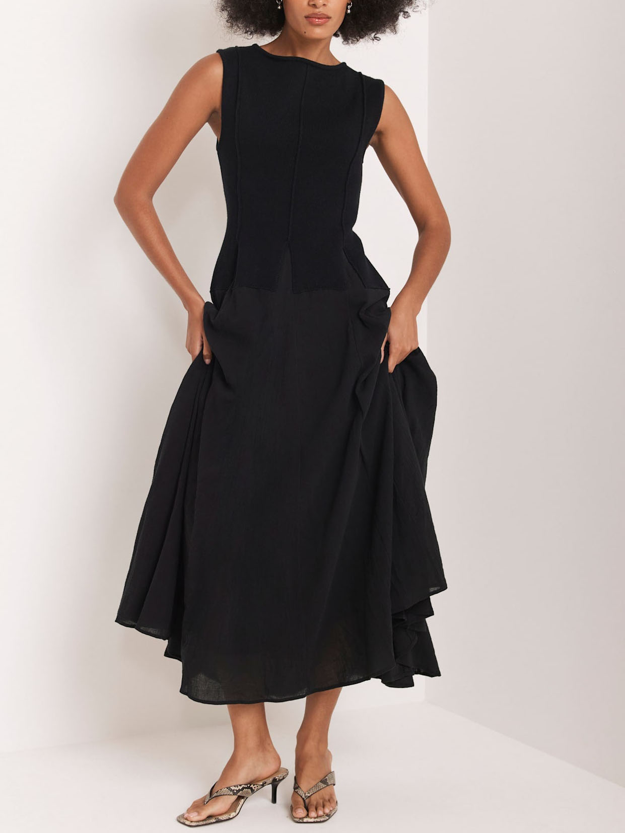 Casual Textured Knit Sleeveless Maxi Dress