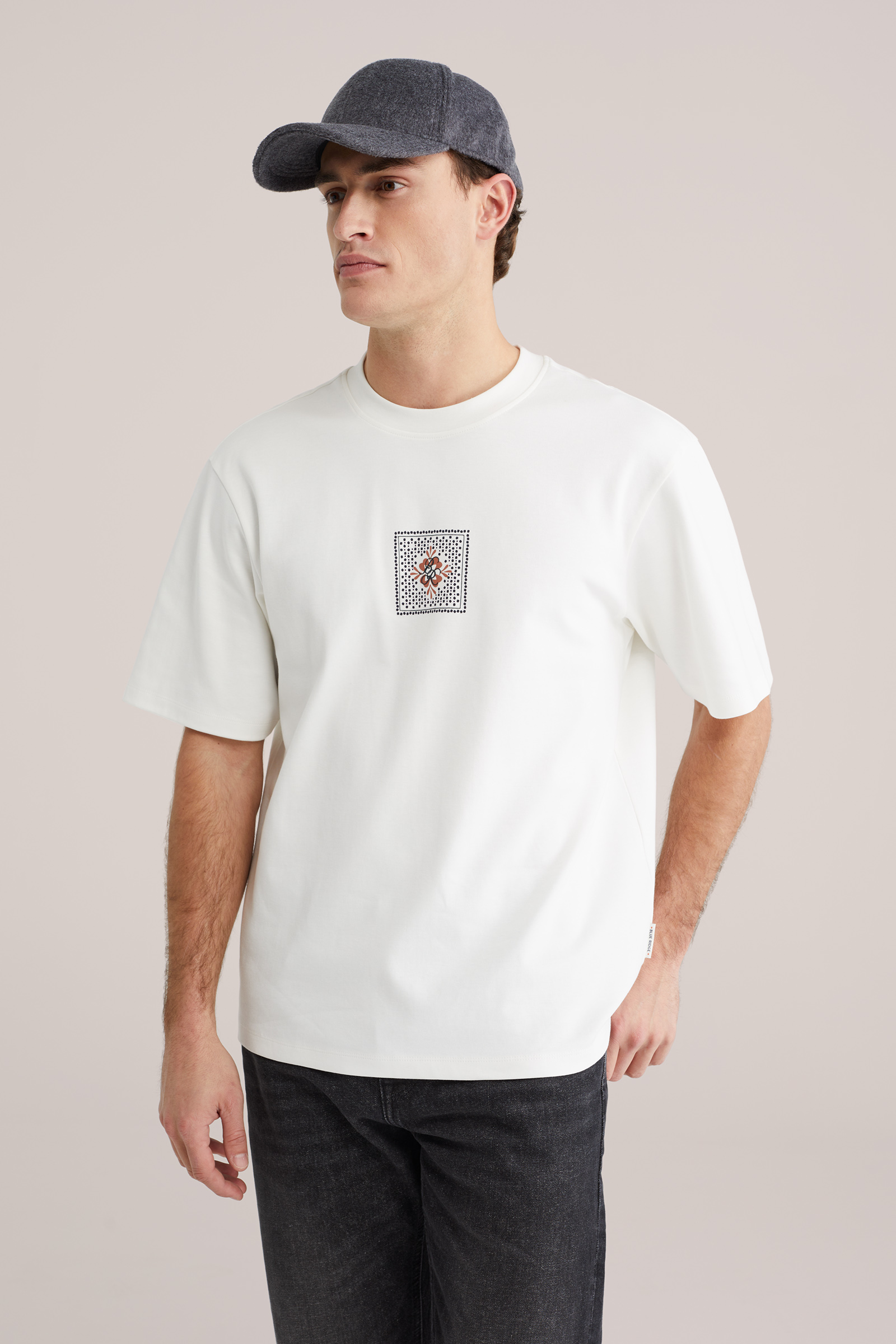 Heren heavyweight loose fit T-shirt met print