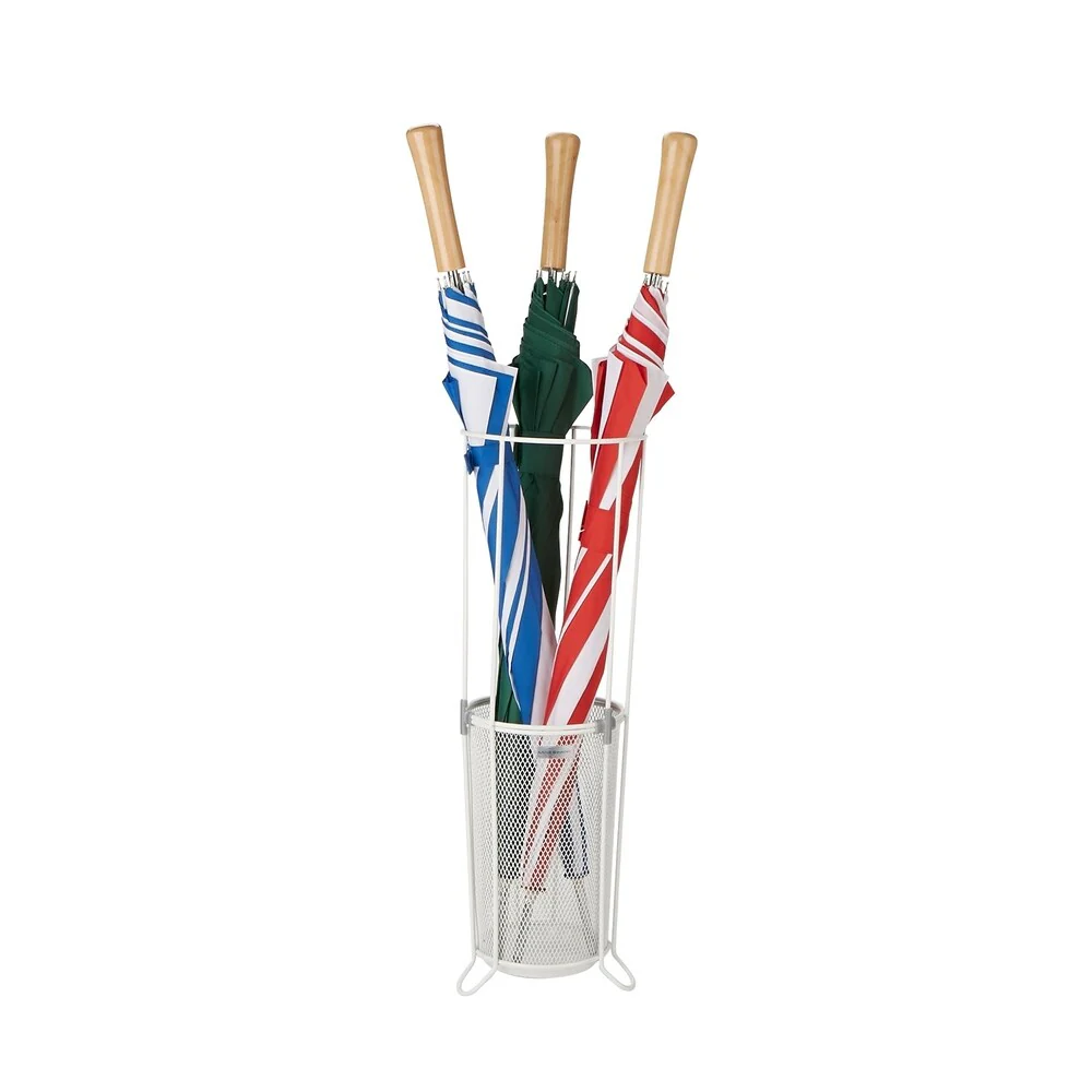 Mind Reader Metal Mesh Umbrella Holder Basket, Entry Hallway Umbrella Holder, Home, Office Décor, White