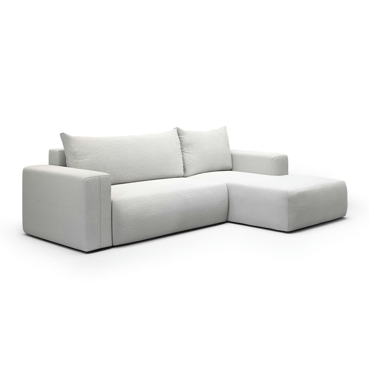 - Canapé d'angle convertible droite 3 places coffre gris