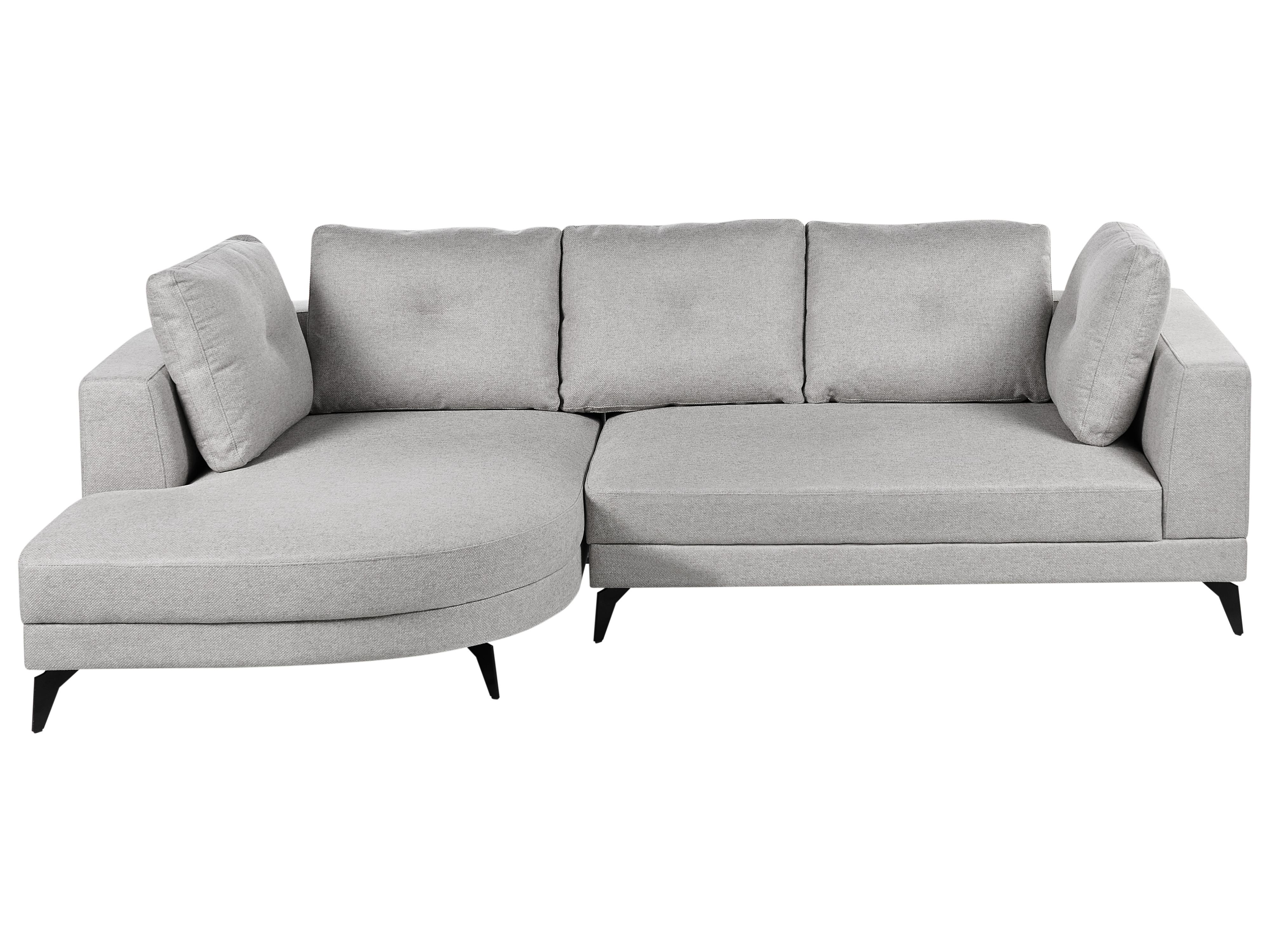 Corner Sofa 3 Seater MARUM Faux Linen Grey Right Hand