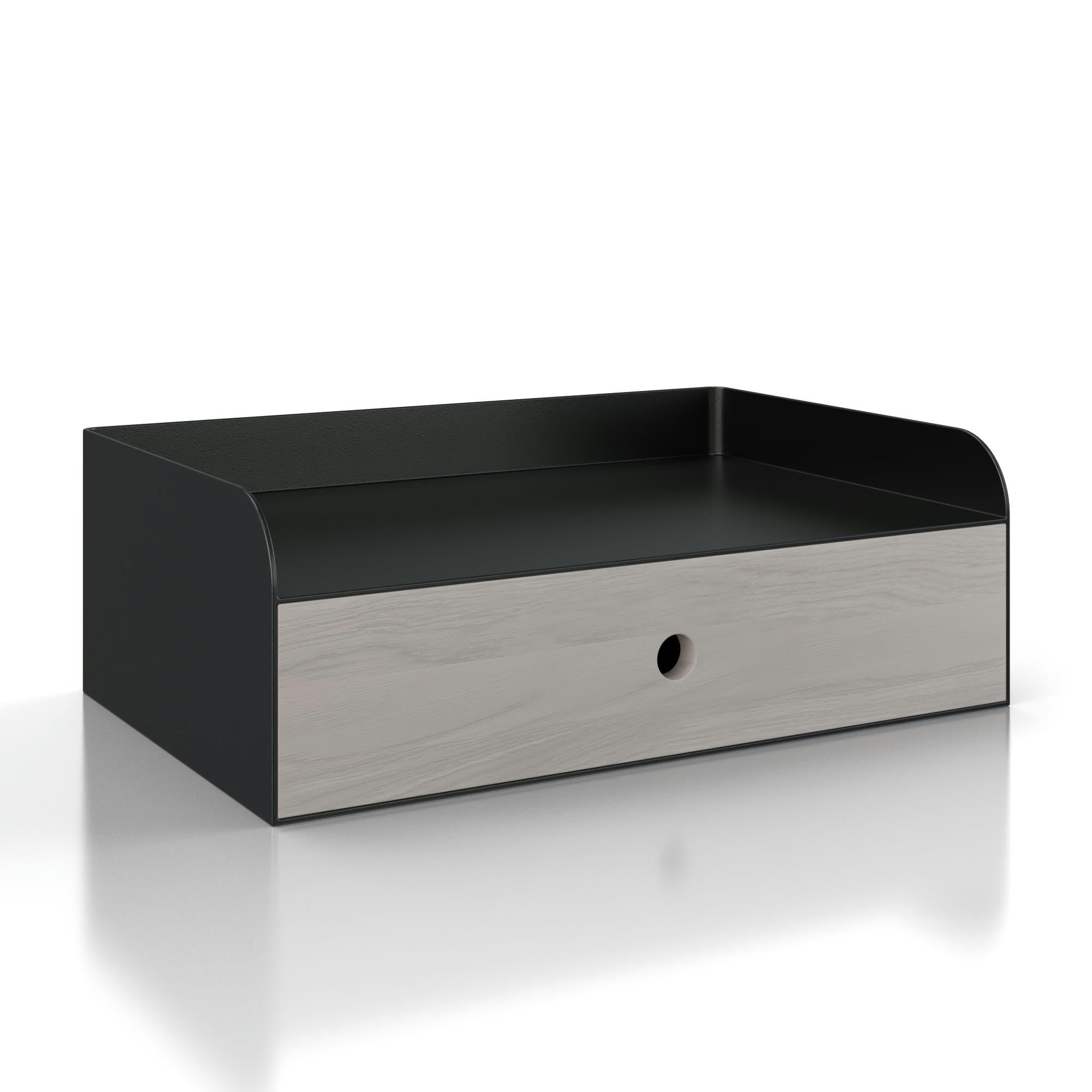 ADELE - Table de chevet en chêne massif et métal noir