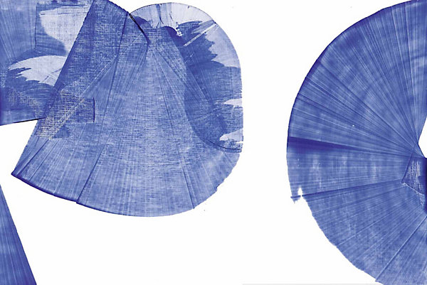 Papier peint panoramique Tourbillons et Connexions, Bleu 225 x 250cm