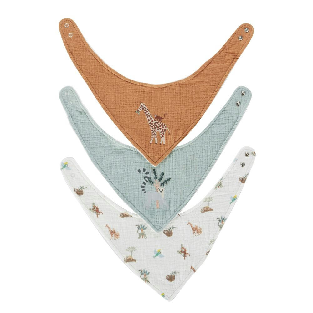 - Bavoirs bandanas en coton imprimés multicolores (X3)