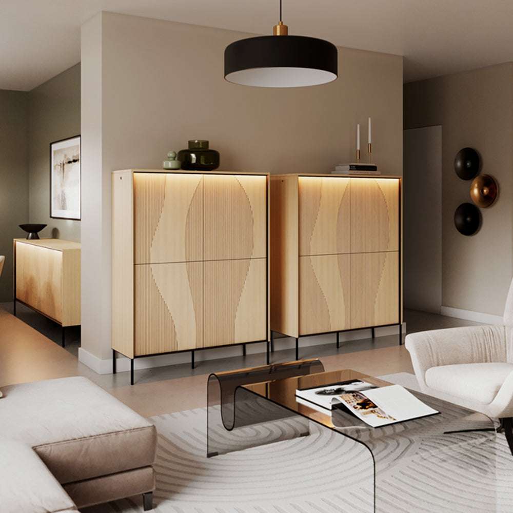 by fonQ Weya Dressoir 4-deurs - Vicenza Bleached Eiken / Zwart