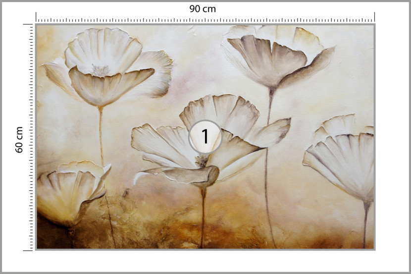 Fototapeta Ścienna Malowane białe maki vintage 90x60cm