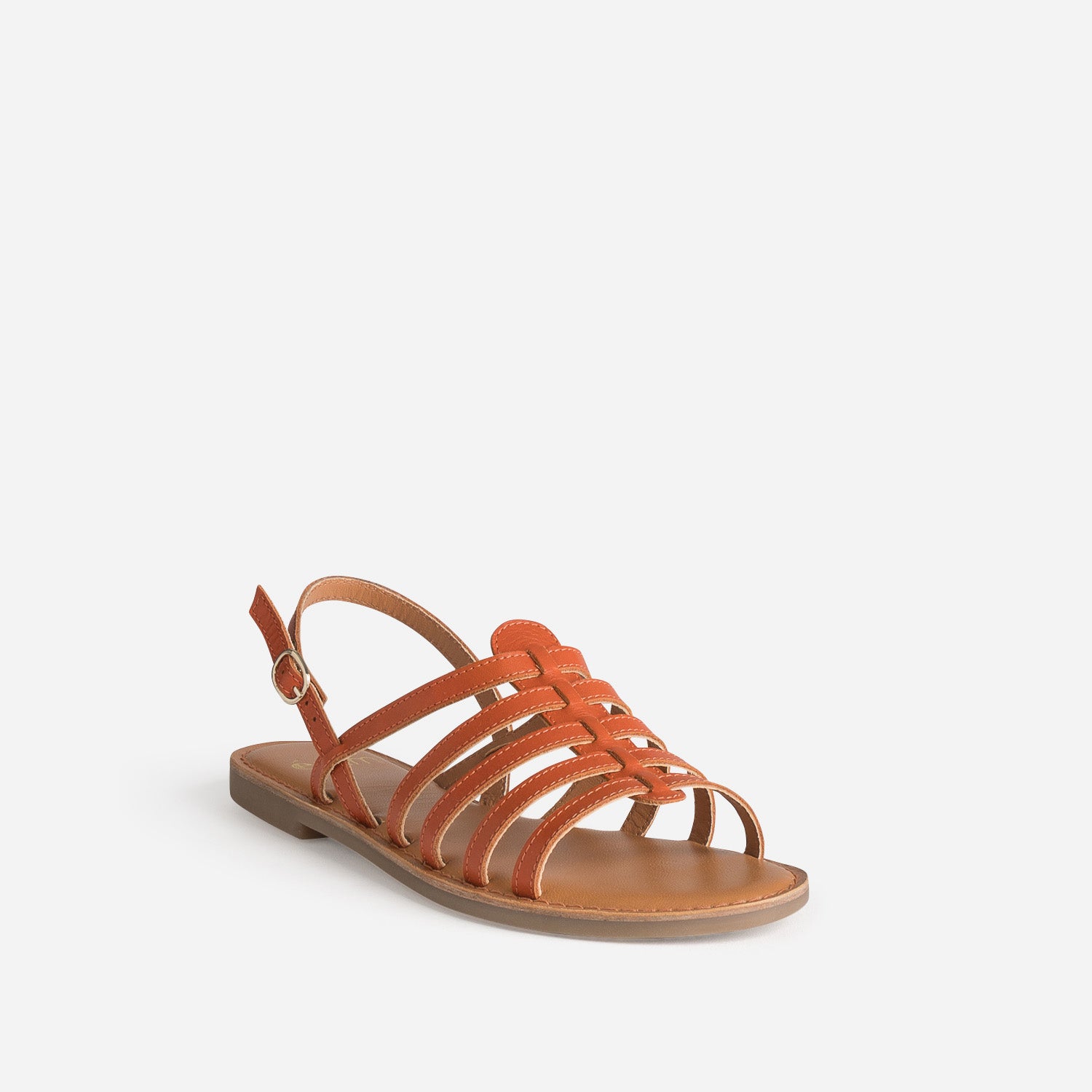 Sandale spartiate orange cuir