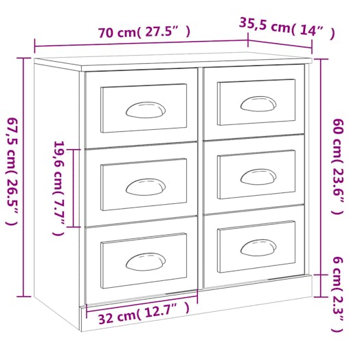 NNEVL Sideboards 2 pcs Sonoma Oak Engineered Wood