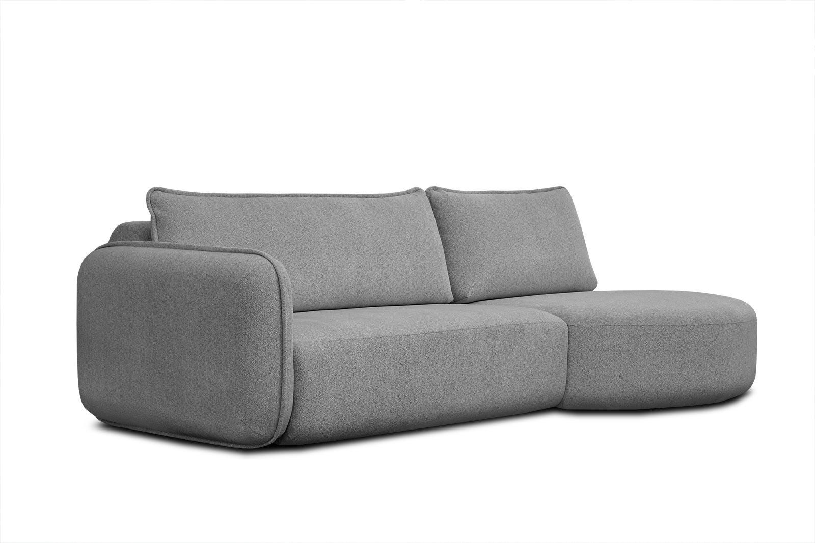 IPSUM - Canapé d'angle droit 3 places avec l'île tissu gris