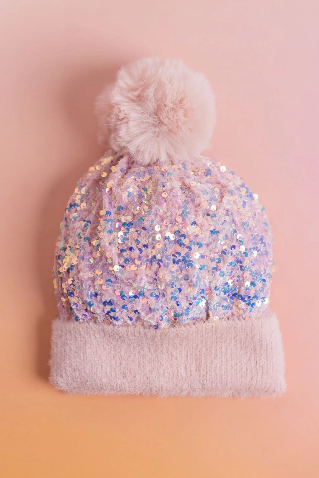 Glitzy Beanie in Light Blush
