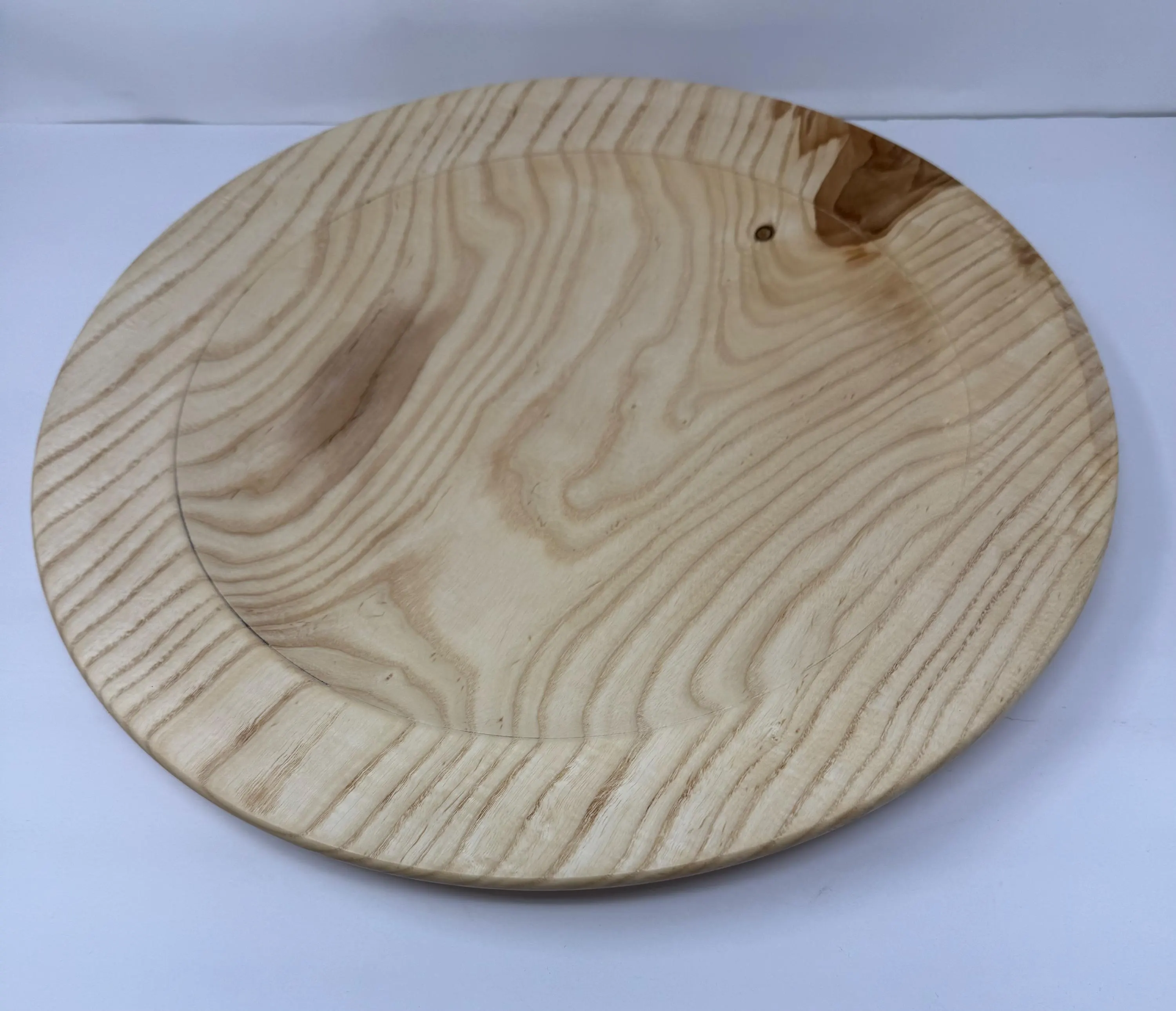 Hand Turned Ash Serving Platter, Food Safe Finish (15 inch)