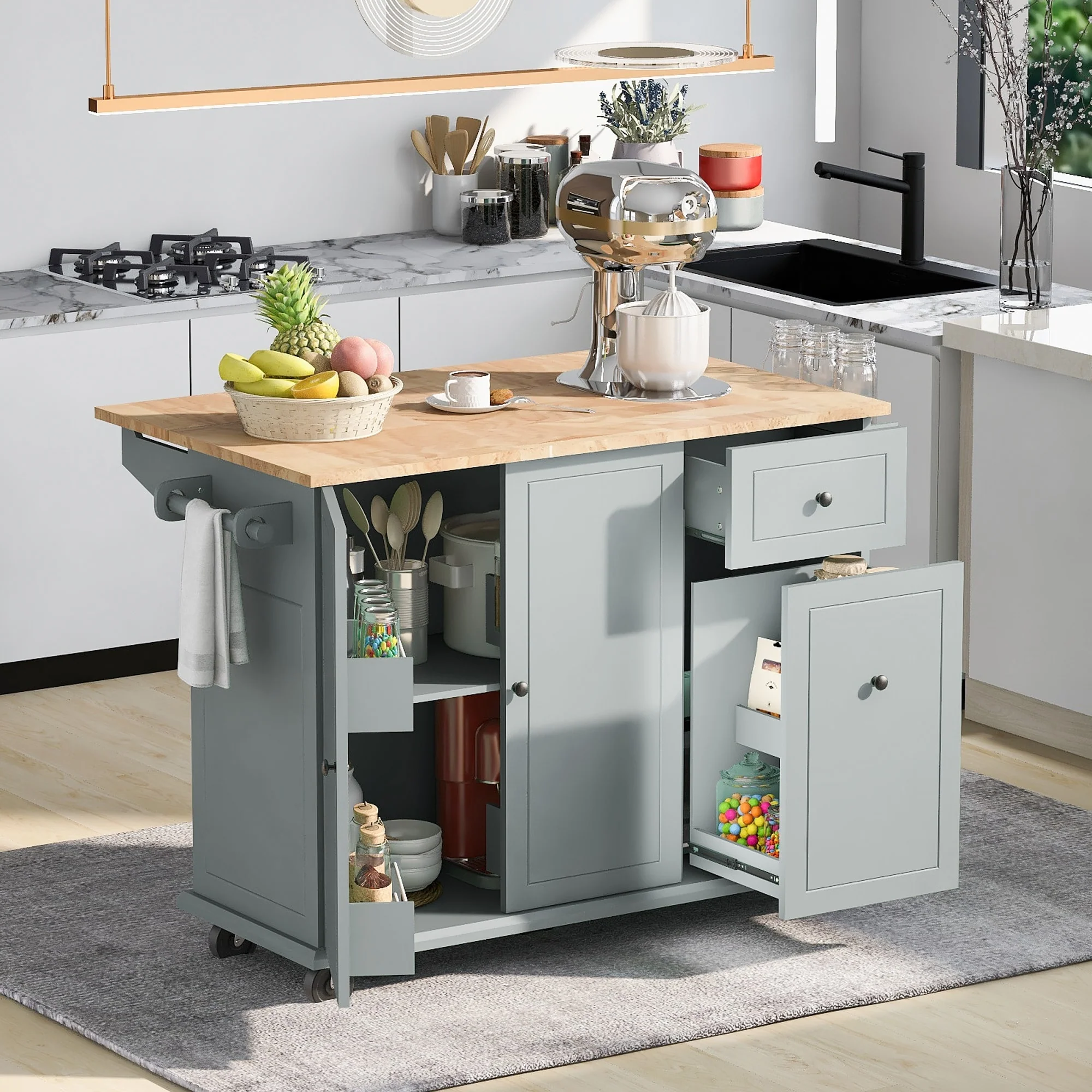 Kitchen Island with Drop Leaf