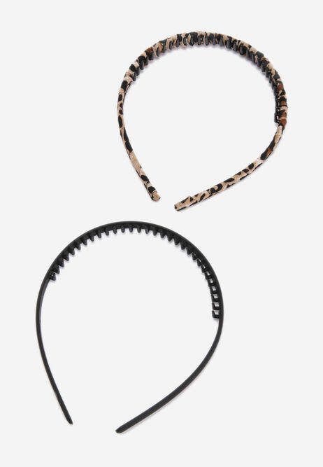 Womens 2pk Brown Animal Print Comb Hair Bands