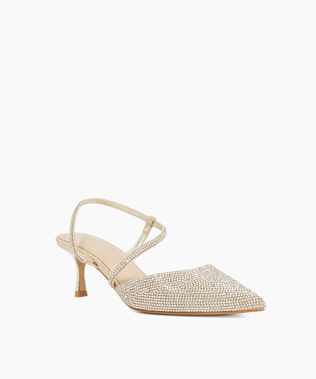 Competitives Gold - Hotfix Kitten Heel Slingbacks
