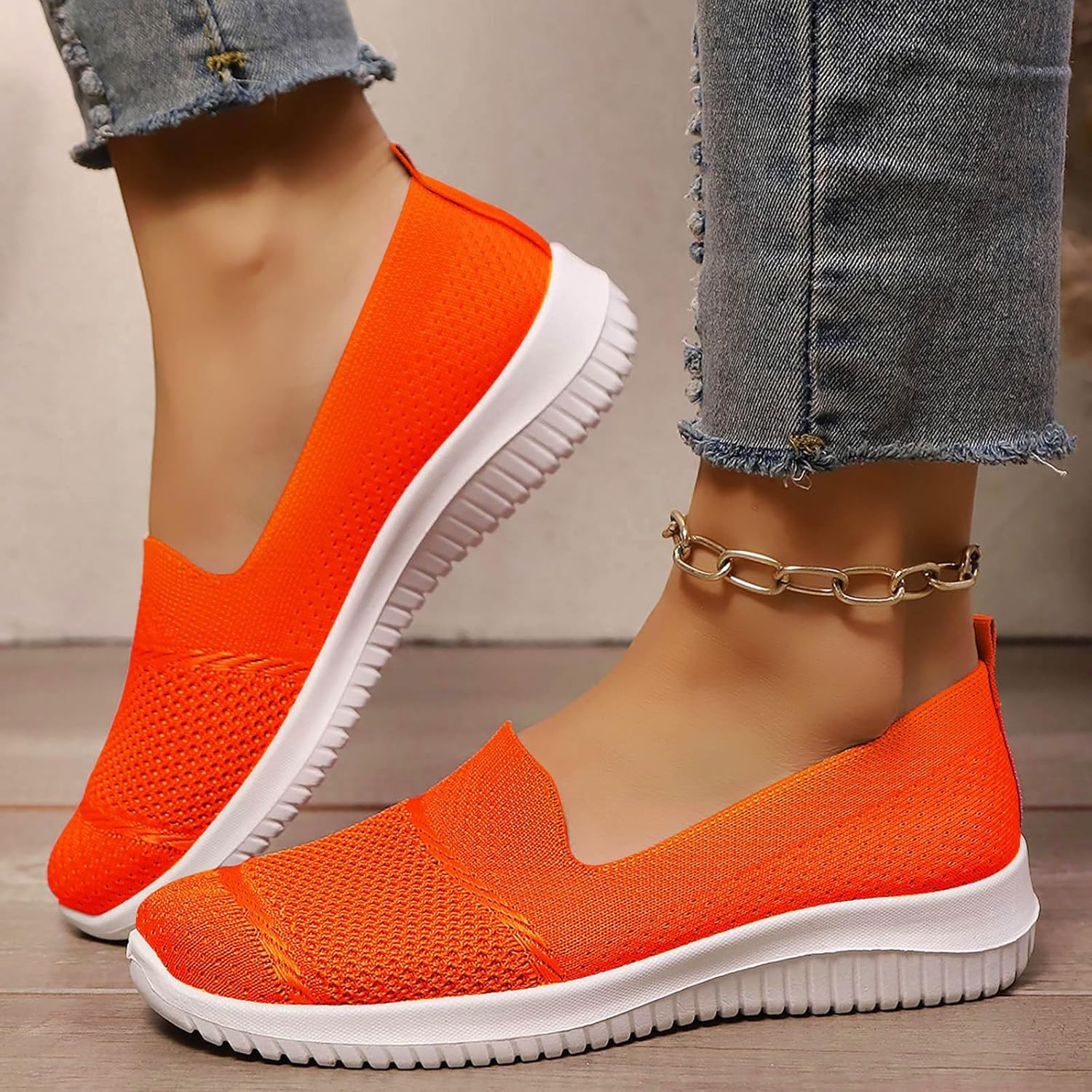 Women's Knit Flat Loafer Shoes 2026 Orthopedic Breathable Comfortable Non Slip Arch Support Soft Sole Office Daily Walking Shopping Travel Outdoor Work Daily Wear Casual Athletic Sneaker