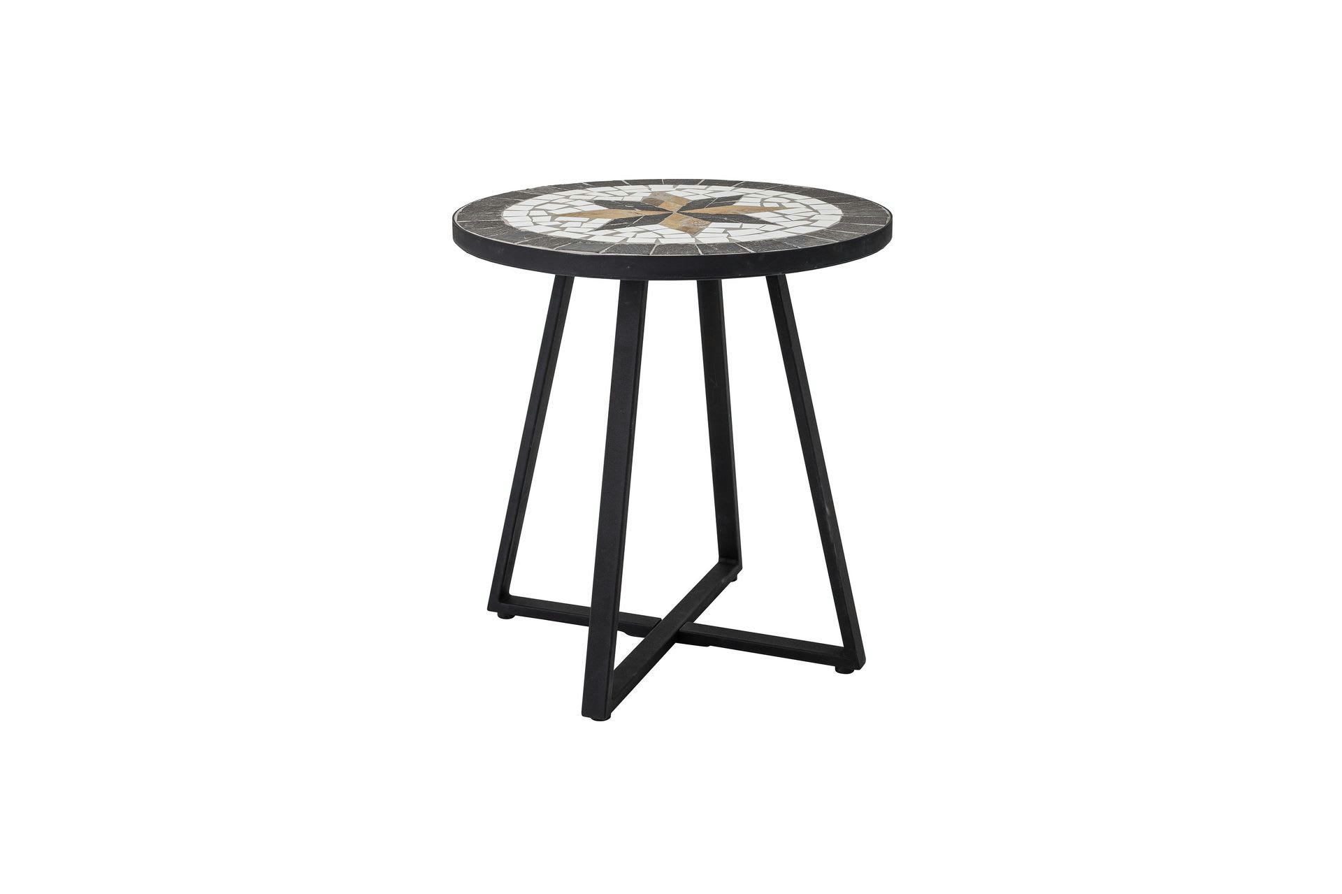 INAZ - Table Gaella grès céramique pierre et métal D45cm