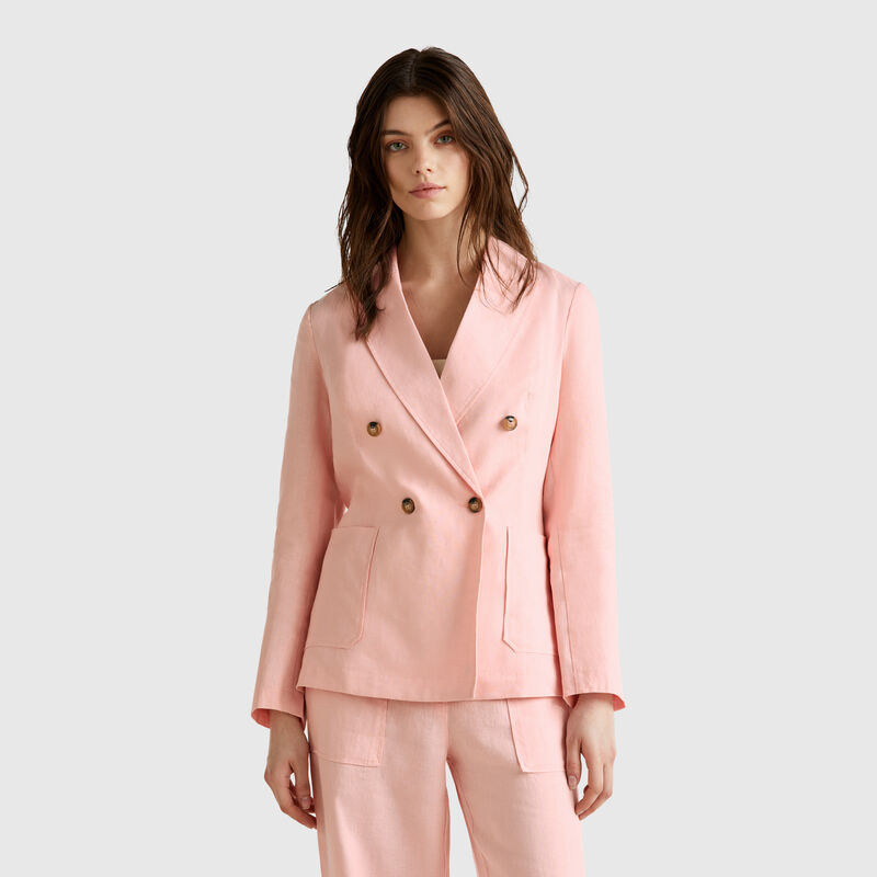 Double-breasted jacket in pure linen