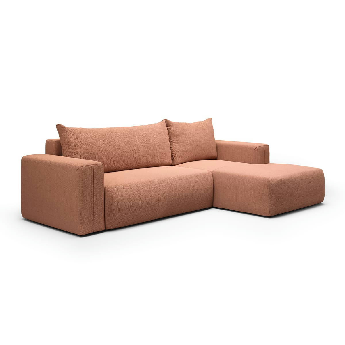 - Canapé d'angle convertible droite 3 places coffre cuivre