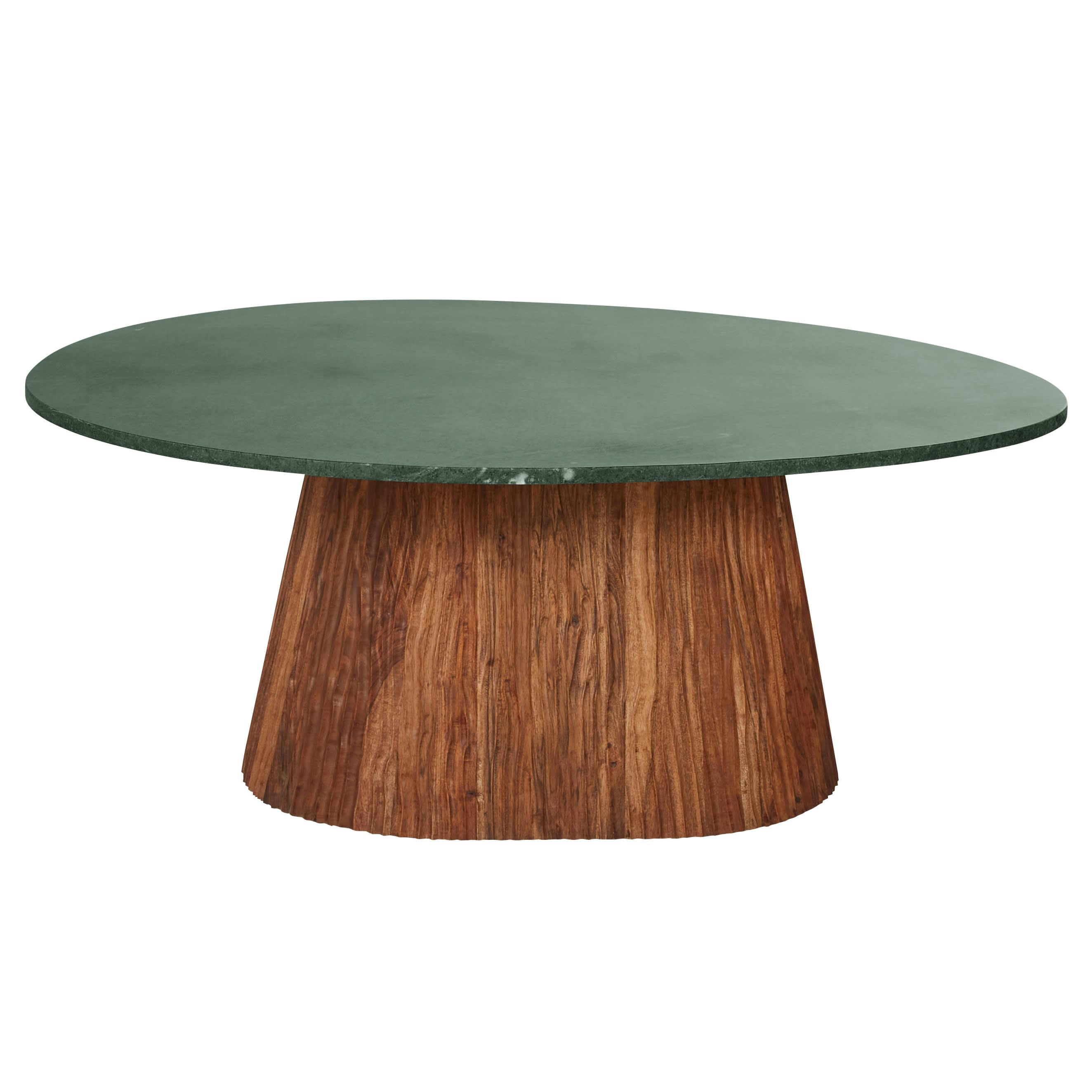 Alya - Table basse en marbre vert et bois d
