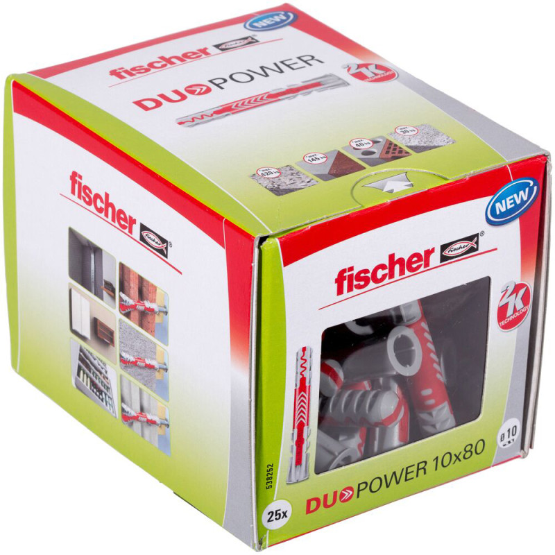 Cheville DuoPower en nylon avec collerette Ø 10 x 80 mm 25 pièces