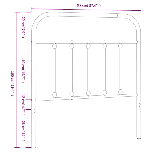 NNEVL Metal Headboard White 90 cm