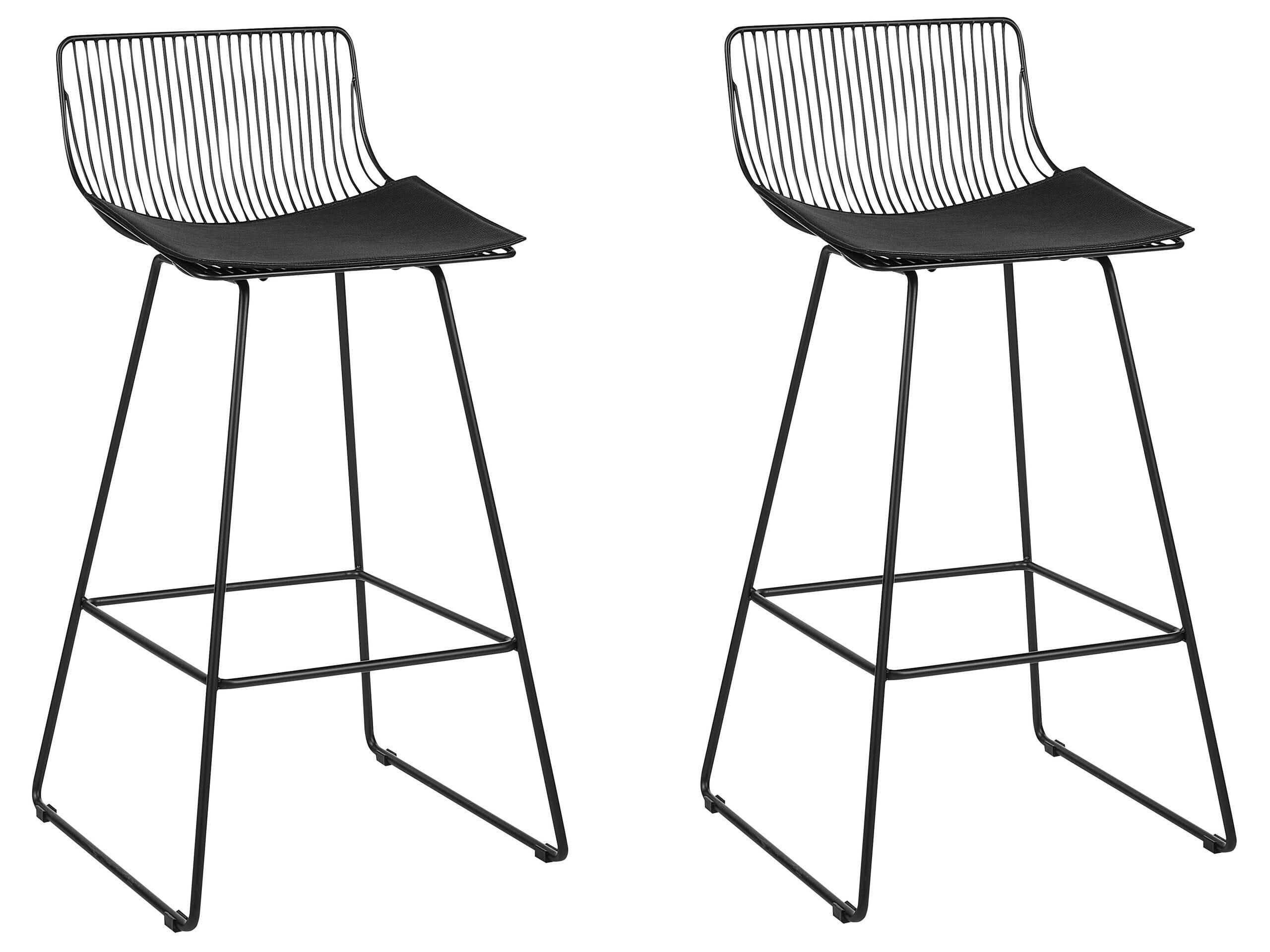 FREDONIA - Lot de 2 chaises de bar en acier noir